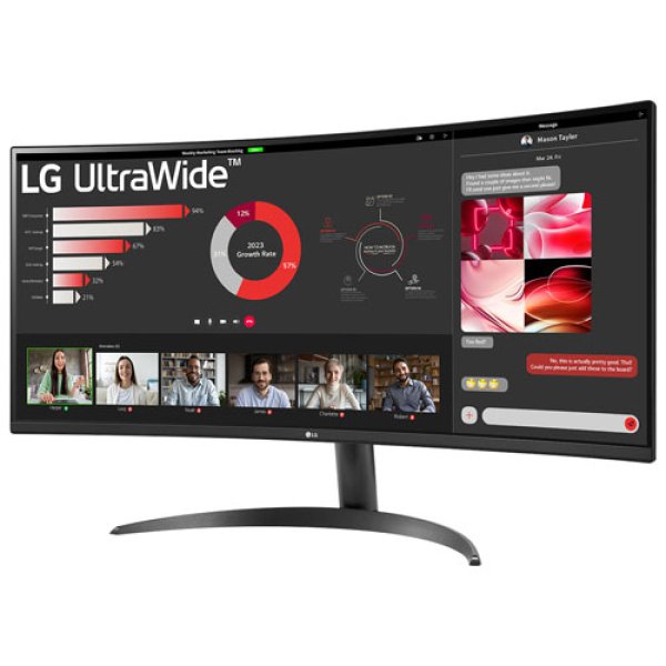 LG 34" 1440p WQHD 100Hz 5ms GTG Curved VA LED FreeSync Gaming Monitor (34WR50QK-B) - Black - Image 2